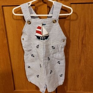 EUC Bumble & Birdie sail boat and anchors Seersuck